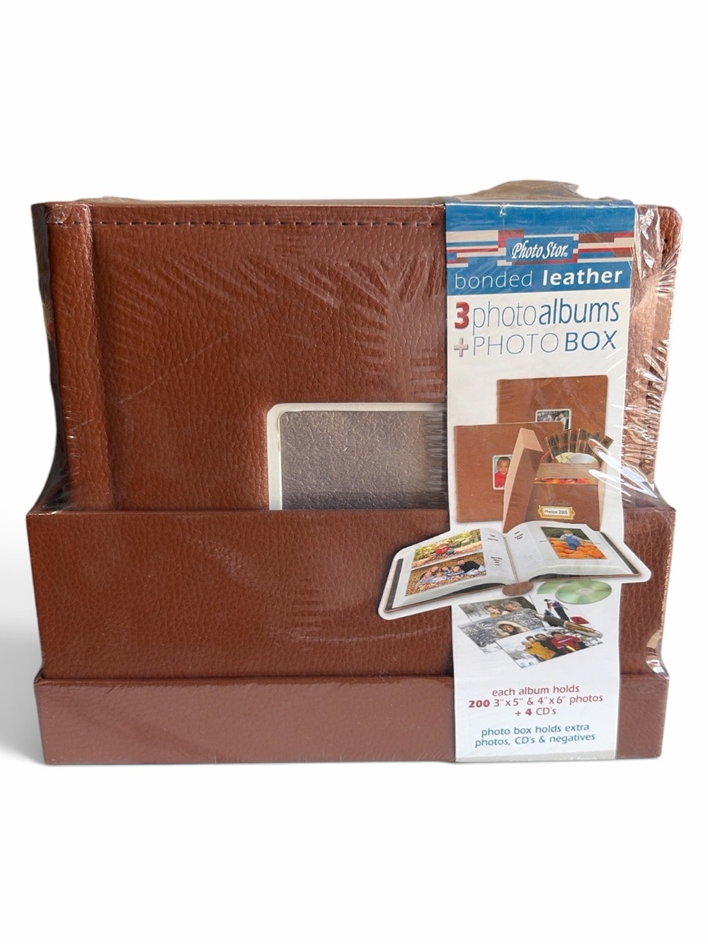 🔥 PhotoStor 3 Bonded Leather Photo Albums + Photo Box Brown 24586-C New Sealed🔥